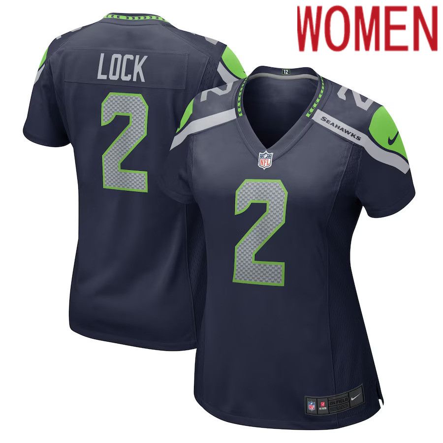 Women Seattle Seahawks 2 Drew Lock Nike College Navy Game NFL Jersey